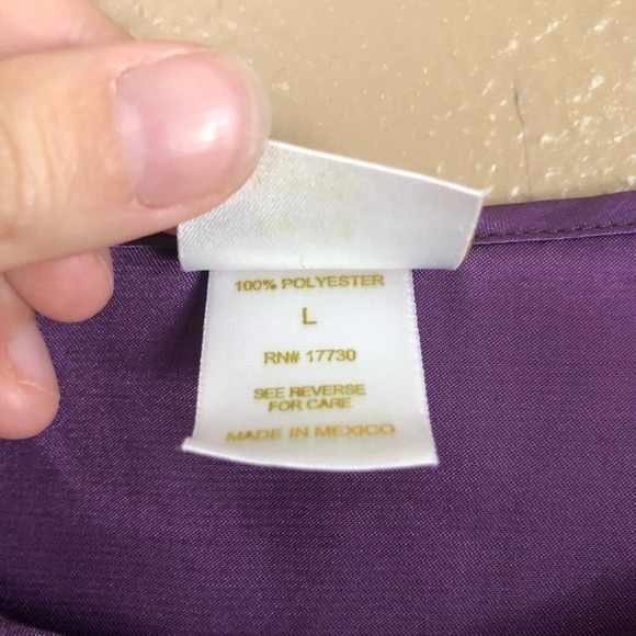 Gilligan & O’Malley Purple Satin Sleep Top Sz L - Picture 3 of 5